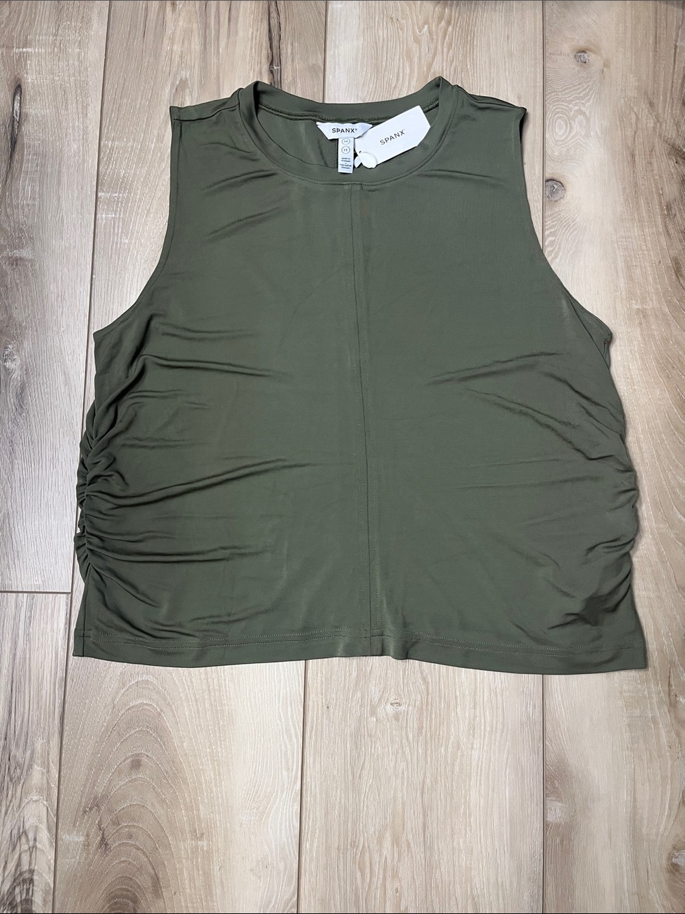 SPANX sleek jersey ruched tank top pine green size 1X NEW